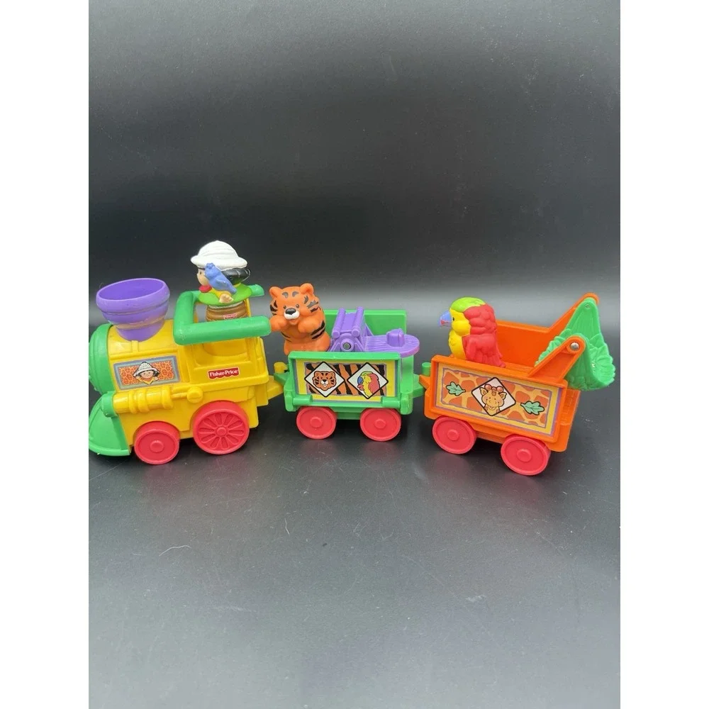 Little People Yellow Musical Zoo Train Zookeeper Tiger Parrot 2001 - NON WORKING